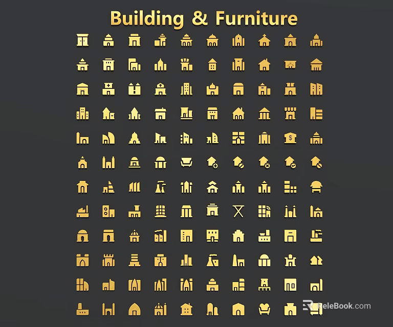 Building and Furniture Themed Pendants with Diverse Icon Designs for Decoration 3d model 
