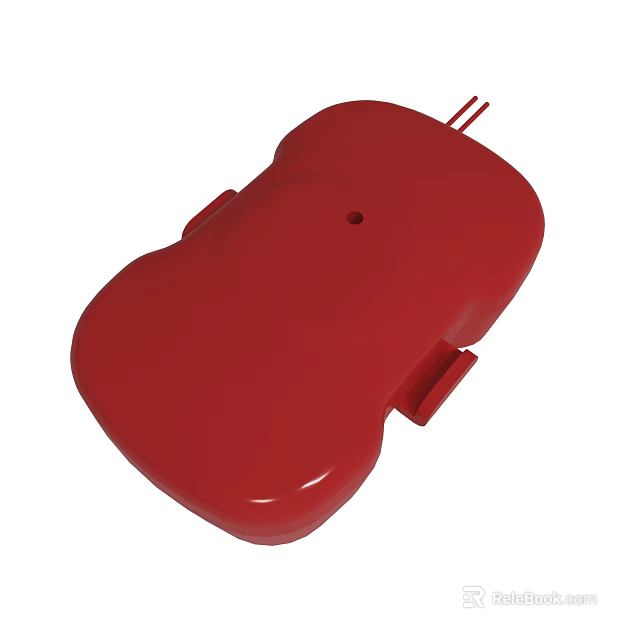 Red Curved Plastic Device Housing With Central Hole And Prongs 3d model 