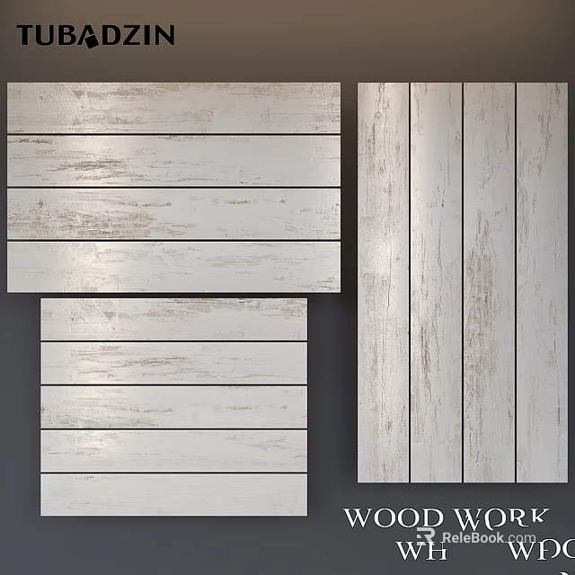 Rustic White Wooden Wall Panels With Natural Grain And Smooth Surface Texture Design 3d model