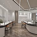Luxurious Modern Jewelry Store Interior With Glass Display Cases Elegant Lighting And Marble Flooring