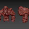 Green Orc Characters 3D Model With Muscular Build Wrist Guards And Tusks From Two Angles