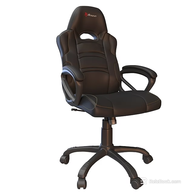 Black Leather Gaming Office Chair With Ergonomic Design And Swivel Base 3d model 