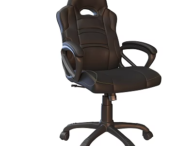 Black Leather Gaming Office Chair With Ergonomic Design And Swivel Base 3d model