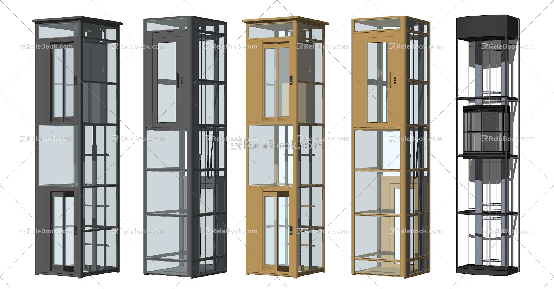 Modern Elevator Shopping Mall Sightseeing Elevator Combination 3d model