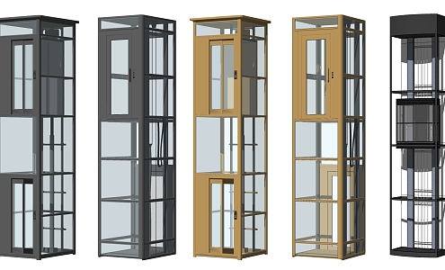 Modern Elevator Shopping Mall Sightseeing Elevator Combination 3d model