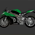 Green Sport Motorcycle Featuring Streamlined Body Stylish Design And Reflective Wheels