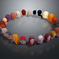 Game And Movie Character Heads With Various Hairstyles And Different Colors In Circular Arrangement