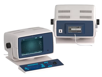 Electronic Computer Terminal With Display Screen Control Panel Back Ventilation And Interface 3d model
