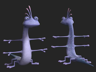 Modern game character cartoon lizard 3d model