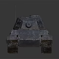 Armored Military Tank With Long Gun Barrel Metal Tracks And Weathered Surface Texture