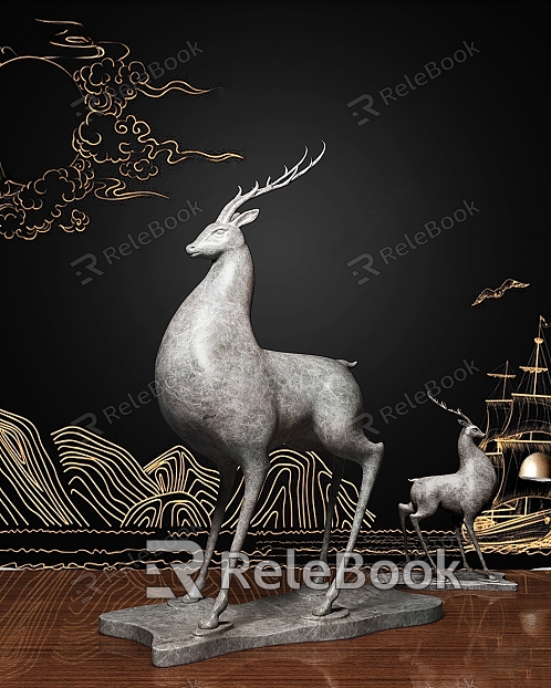 Nine-color Deer Sculpture Ornaments model