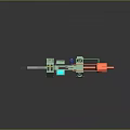 Mechanical Weapon 3D Design With Green Orange Gray Wheel Structure And Handle