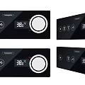 Modern Black Switch Panel Featuring Digital Display Temperature Control Knob And Buttons