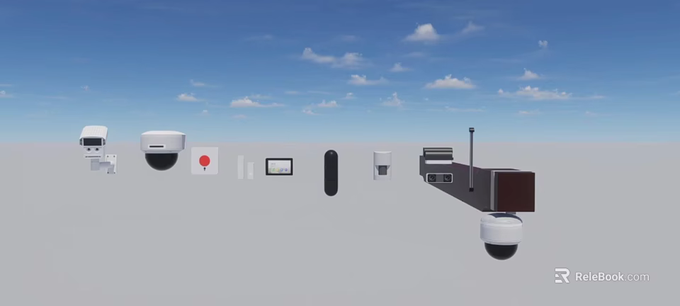 Advanced Projection Monitoring System With Dome Cameras Flat Panel Displays And Sensors 3d model 