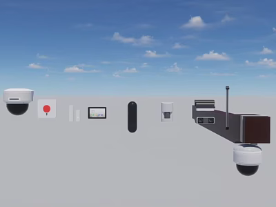 Advanced Projection Monitoring System With Dome Cameras Flat Panel Displays And Sensors 3d model