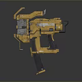 Yellow Futuristic Weapon With Detailed Mechanical Structure And High Tech Design