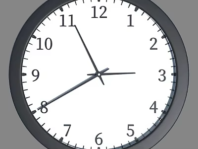 Classic Round Wall Clock With Black Frame White Dial Black Numbers And Black Hands 3d model