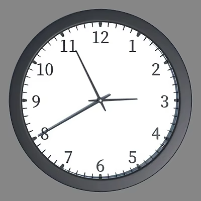 Classic Round Wall Clock With Black Frame White Dial Black Numbers And Black Hands 3d model