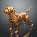 Golden Dog Statue in Standing Pose With Shiny Metallic Surface