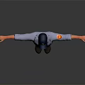 3D Male Character Model With Blue Shirt Dark Pants And Arms Outstretched Standing Pose