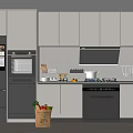 Modern Kitchen Interior With Stylish Gray Black Cabinets And Appliances 3d model