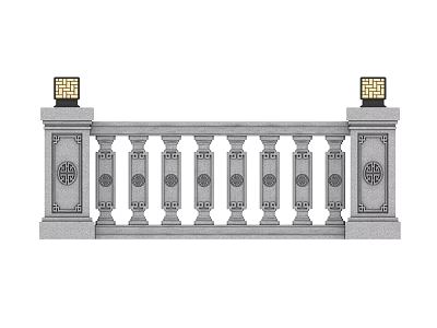 Chinese Fence Chinese Railing 3d model