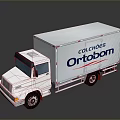 White Box Truck with Colchoes Ortobom Logo on Side and Reflective Surface