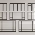 Various Modern Window Frame Designs With Black Borders For Home Interior 3d model