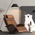 Comfortable Brown Leather Massage Chair With Floor Lamp And Polar Bear Wall Painting