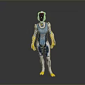Futuristic Sci-Fi Character With Blue Silver Armor And Yellow Gloves Boots 3D Rendering