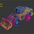 Yellow Construction Loader With Large Bucket Black Tires Front Cab And Reflective Surface 3d model