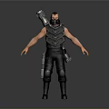 3D Tactical Soldier Character Model With Black Vest And Back Weapon