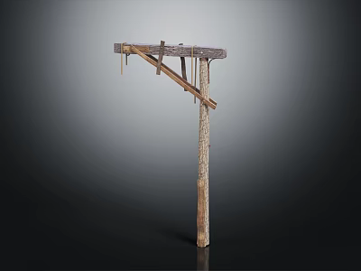 Rustic Country Wooden Furniture With Vertical Post And Horizontal Beam Structure 3d model