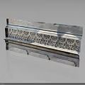 Ornamental Architectural Component Featuring Intricate Carvings Silver Finish And Perforated Patterns