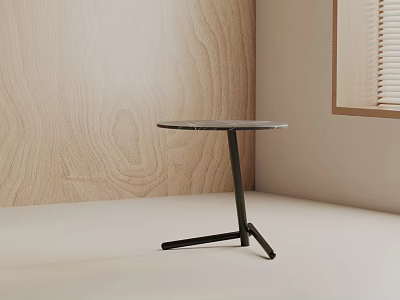 Modern Side Table With Marble Top And Black Metal Tripod Base 3d model