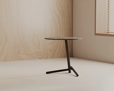 Modern Side Table With Marble Top And Black Metal Tripod Base 3d model
