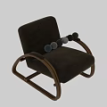 Brown Fabric Leisure Chair With Gold Metal Frame And Curved Armrests Modern Design