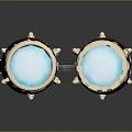Steampunk Goggles With Dual Round Blue Lenses Leather Headband And Metal Accents