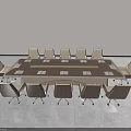 Modern Conference Room Interior Design With Long Table And Surrounding Chairs 3d model