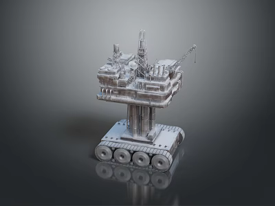 Industrial Heavy Duty Tracked Drilling Equipment With Mechanical Tower And Components 3d model