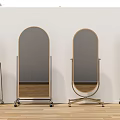 Stylish Floor Mirrors With Arched Scalloped Edges And Metal Wooden Stands