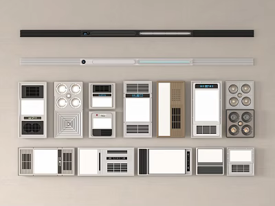 Various Control Panels With Different Designs Buttons Screens And Vents 3d model