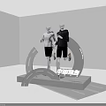 Modern China Tax Exhibition Stand With Two Mannequins And Curved Structure
