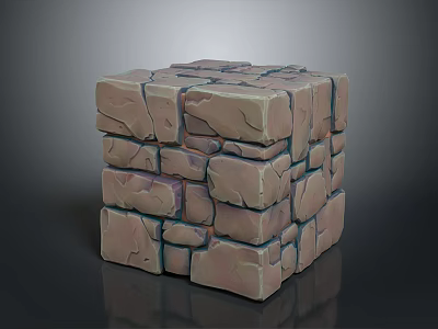 Stacked Stone Block Cube Decorative Element With Textured Surface And Joint Gaps 3d model