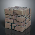 Stacked Stone Block Cube Decorative Element With Textured Surface And Joint Gaps 3d model