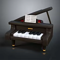 Mini Wooden Piano With Open Lid Black White Keys And Music Sheet On Top