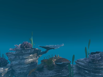Aquatic Animals In Natural Marine Habitat With Coral Reefs Rocks And Plants 3d model