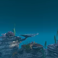 Aquatic Animals In Natural Marine Habitat With Coral Reefs Rocks And Plants