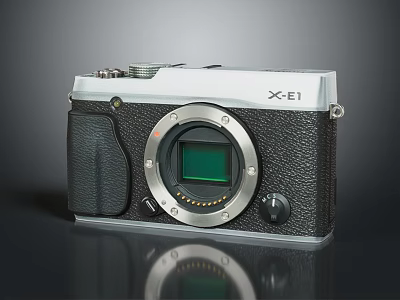 Vintage X E1 Electronic Camera With Black Silver Body Leather Grip And Green Screen 3d model