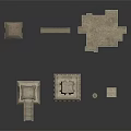 Ancient Stone Architectural Models Featuring Tower Arch Column And Pedestal